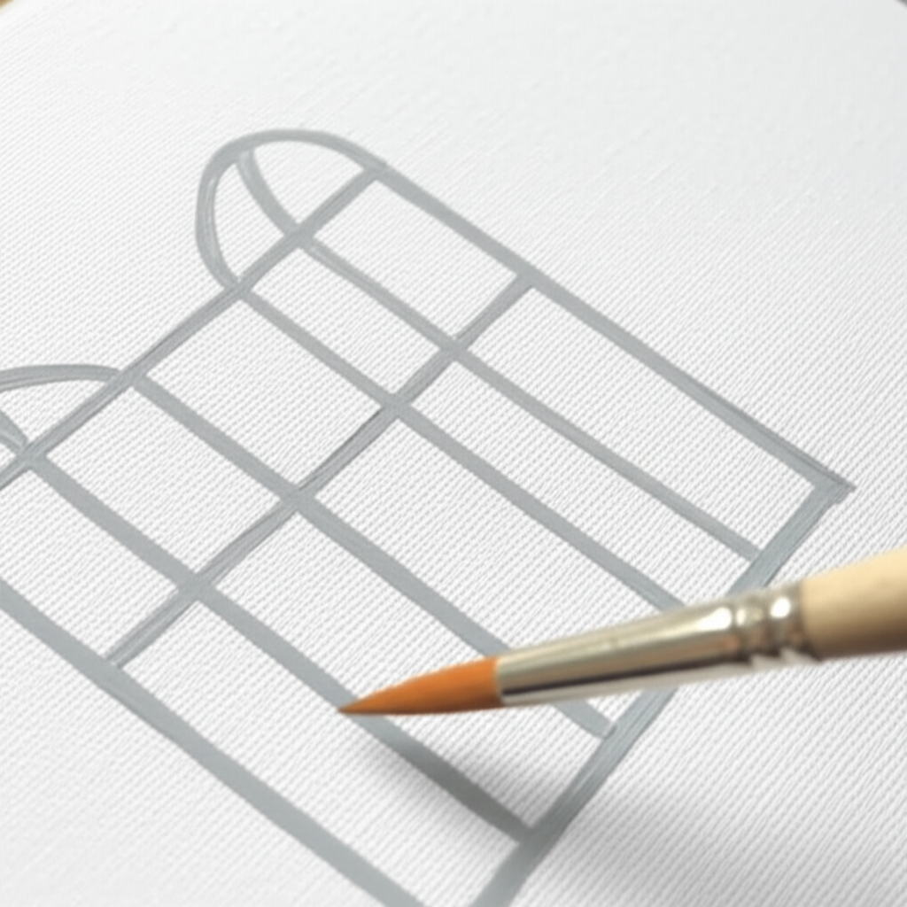 How to Paint Small Window Frames on a Canvas